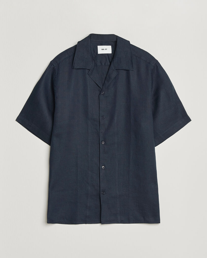 NN07 Julio Linen Resort Shirt Navy Blue – Blå