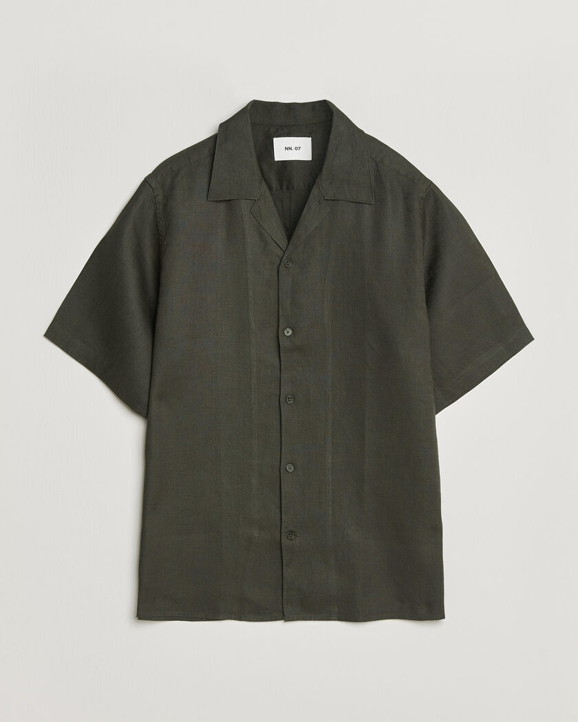 NN07 Julio Linen Resort Shirt Dark Army – Grøn