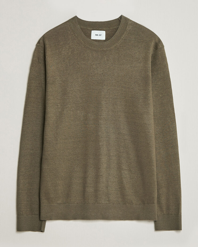 NN07 Ted Linen Knitted Sweater Capers Green – Grøn