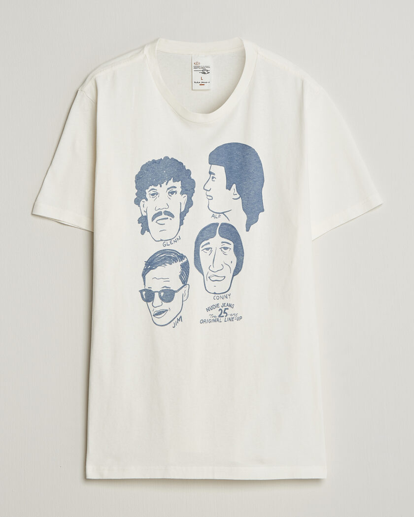  Nudie Jeans Roy Fab Four T-Shirt Chalk White – Hvid