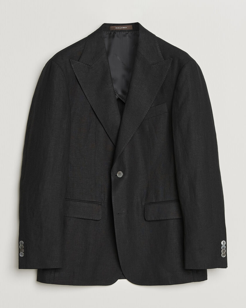Oscar Jacobson Rufus Soft Linen Blazer Black – Sort
