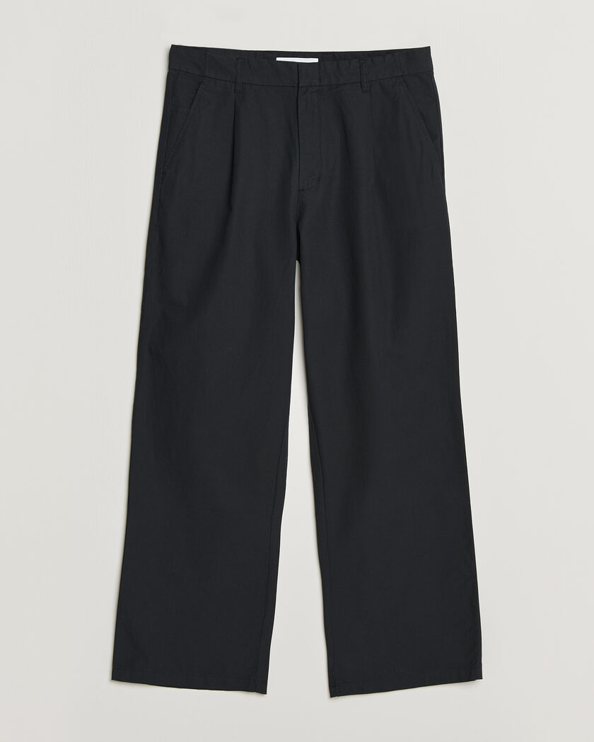 Samsøe Samsøe Valentin Cotton/Linen Pleated Trousers Black – Sort