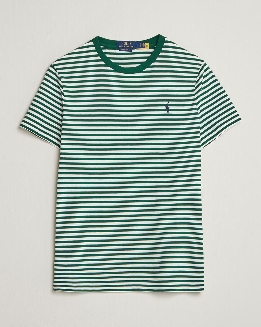 Polo Ralph Lauren Crew Neck Striped T-shirt New Forest/White – Grøn