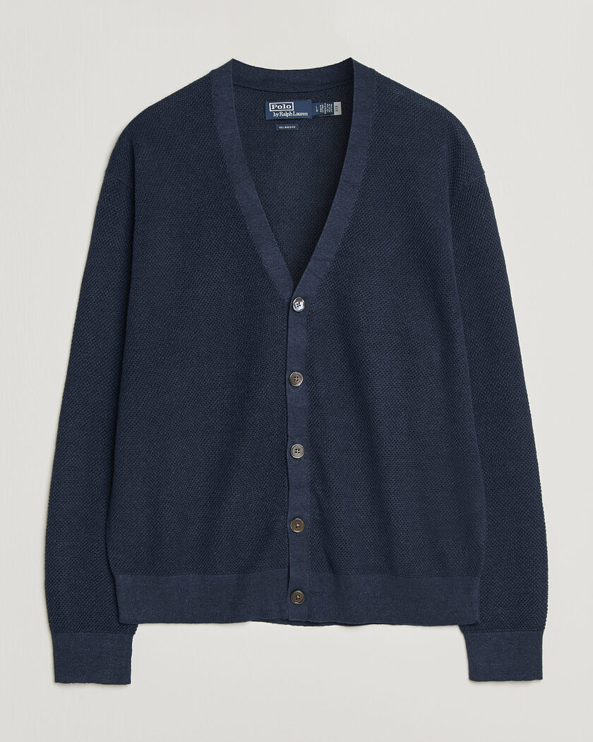 Polo Ralph Lauren Linen Cardigan Newport Navy – Blå
