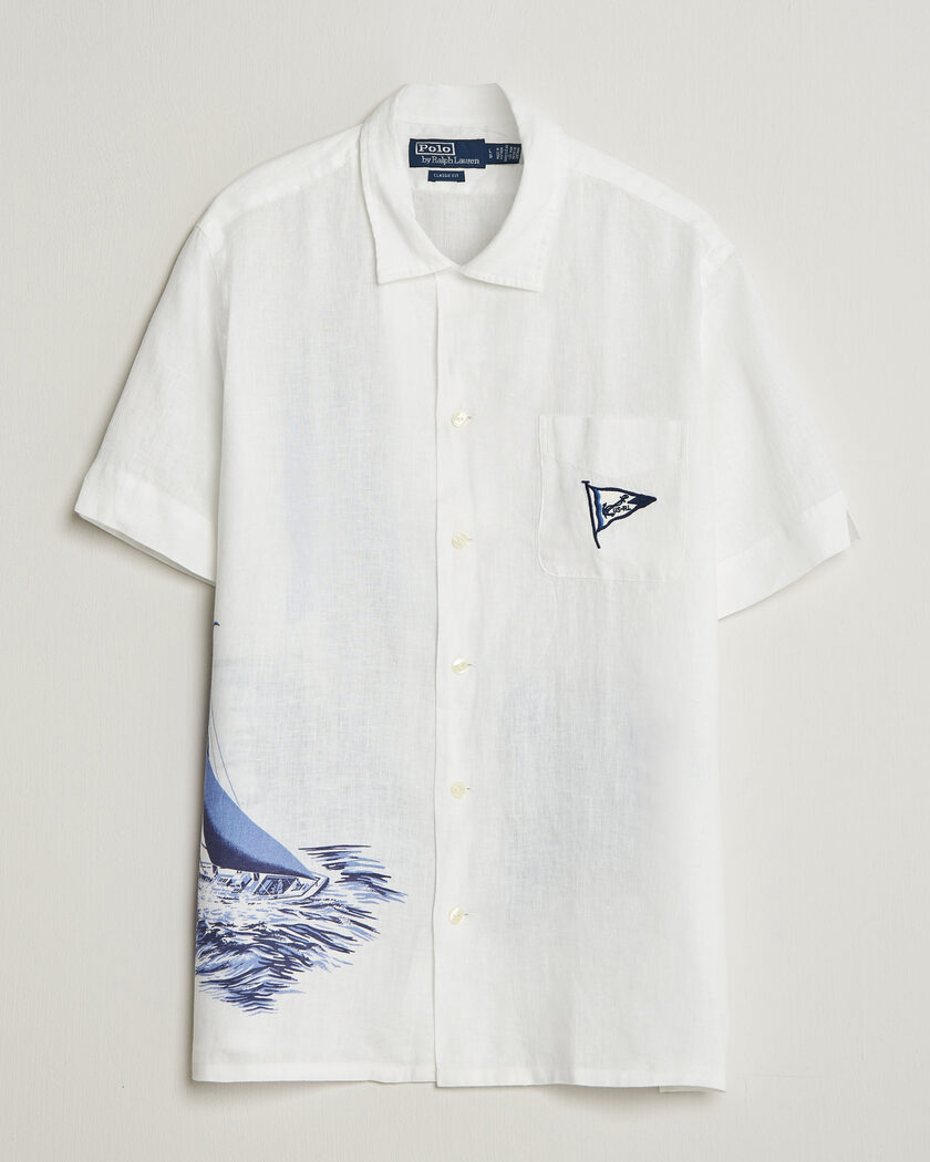 Polo Ralph Lauren Linen Camp Shirt Vintage Nautical Sail – Hvid