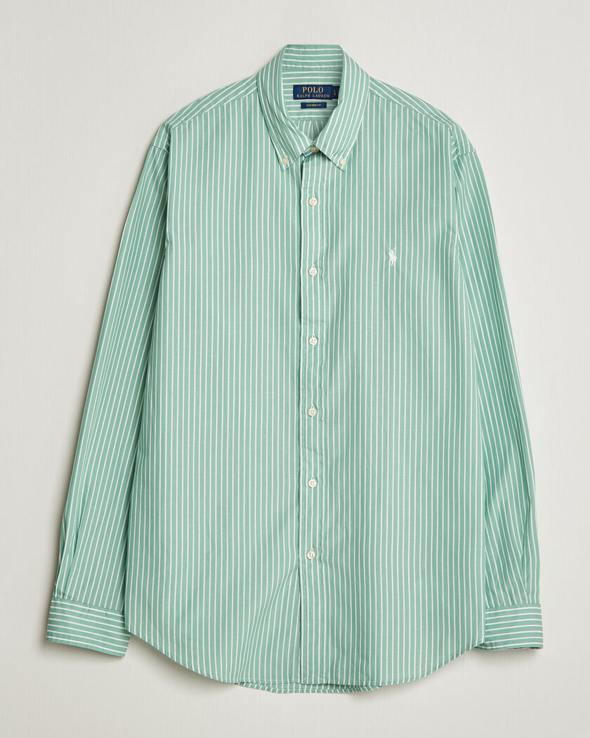Polo Ralph Lauren Custom Fit Stripe Poplin Shirt Faded Mint – Grøn