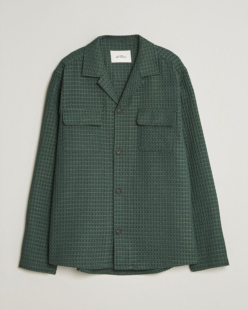 Les Deux Check Seersucker Overshirt Pine Green – Grøn