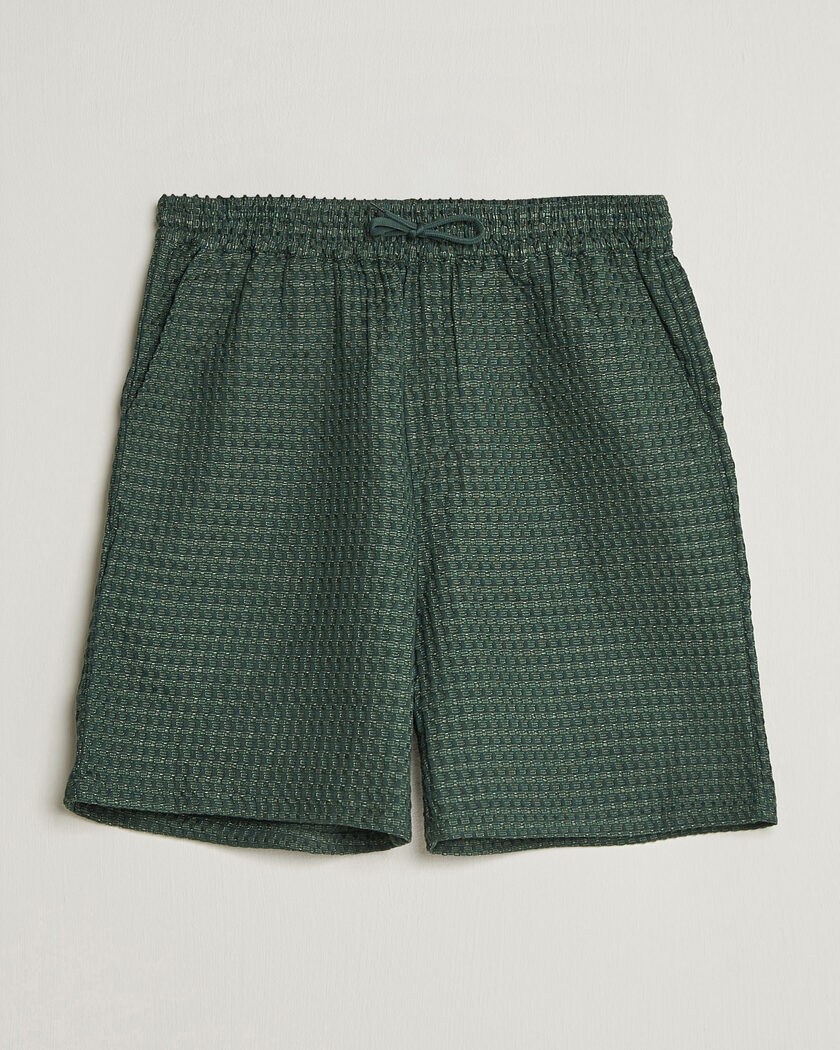 LES DEUX Check Seersucker Casual Shorts Pine Green – Grøn