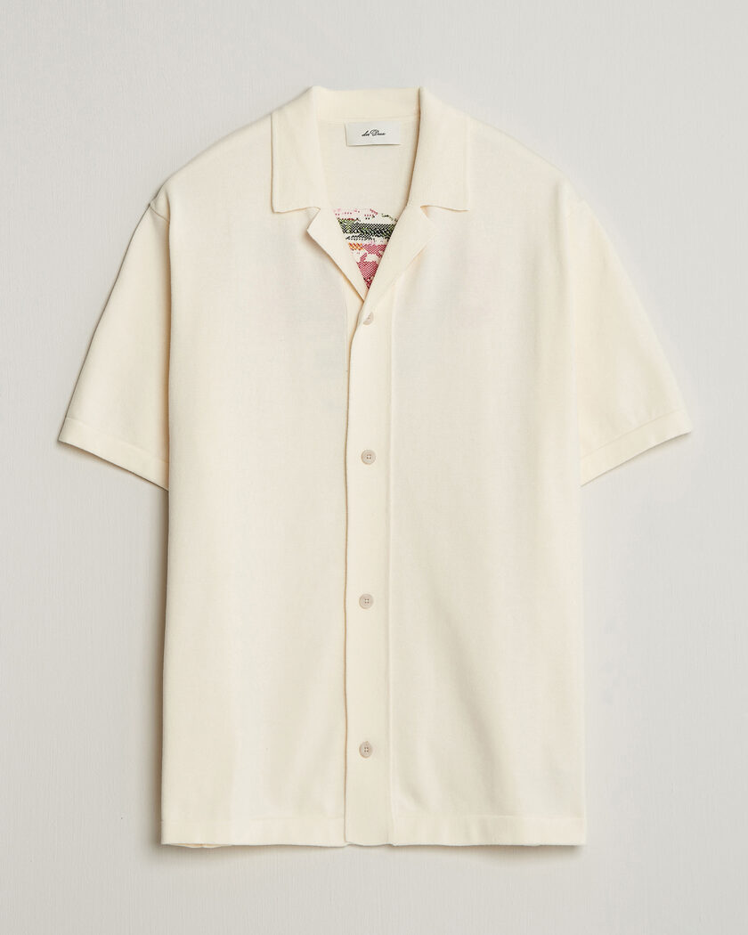 Les Deux Bouquet Knitted Short Sleeve Shirt Eggnog White – Hvid