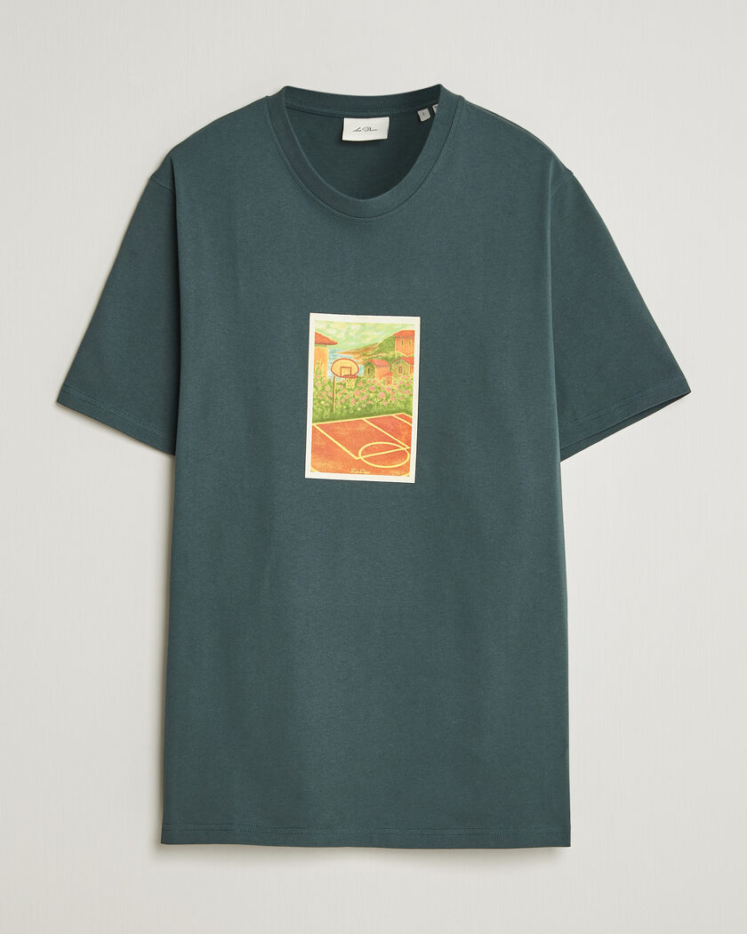 Les Deux Court Printed T-Shirt Pine Green – Grøn