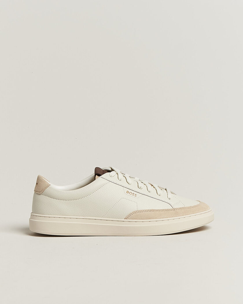 BOSS BLACK Kieran Leather/Suede Sneaker Open White – Hvid