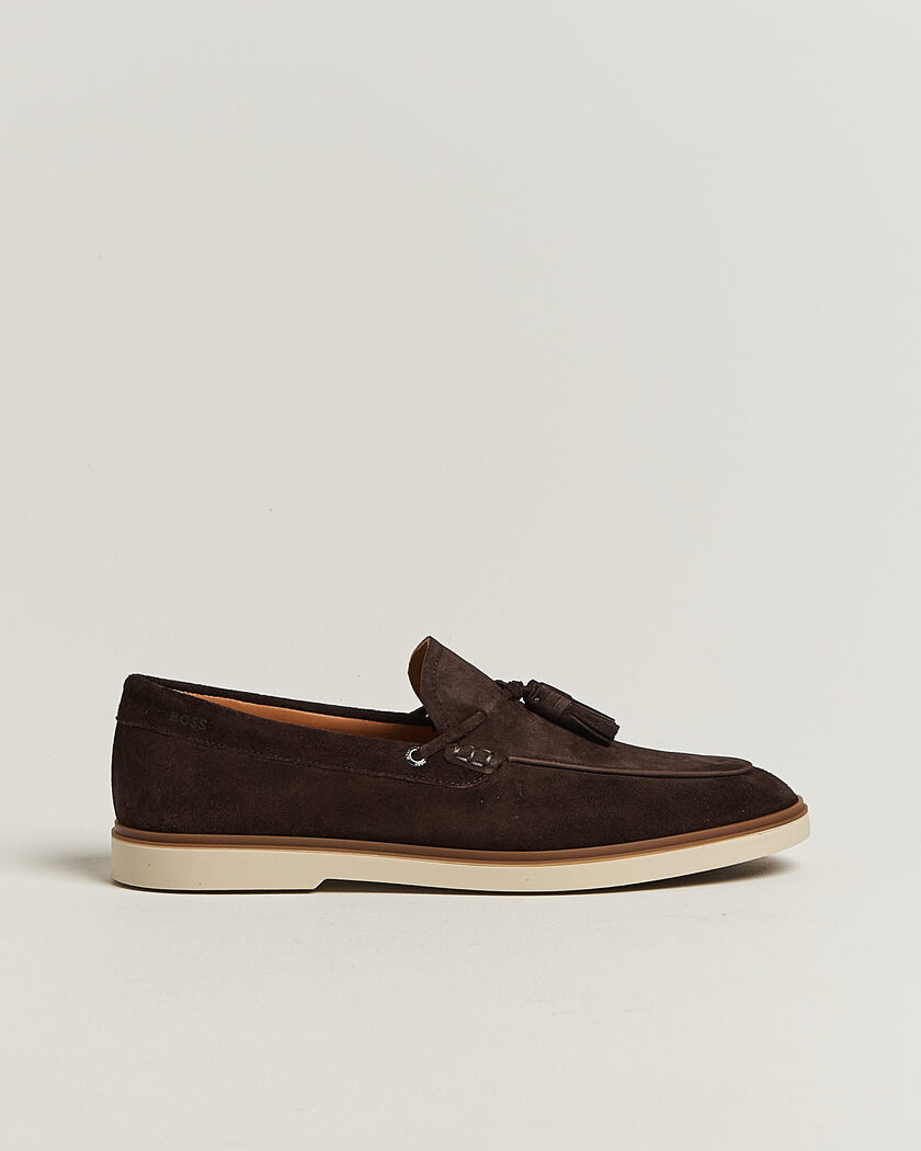 BOSS BLACK Hedley Suede Tassle Loafer Dark Brown – Brun