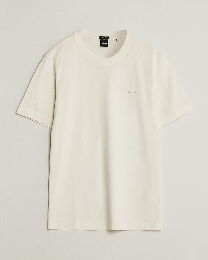 BOSS BLACK Thompson Crew Neck T-Shirt Open White – Hvid