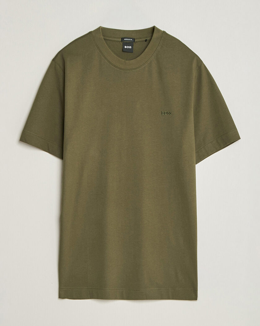 BOSS BLACK Thompson Crew Neck T-Shirt Open Green – Grøn