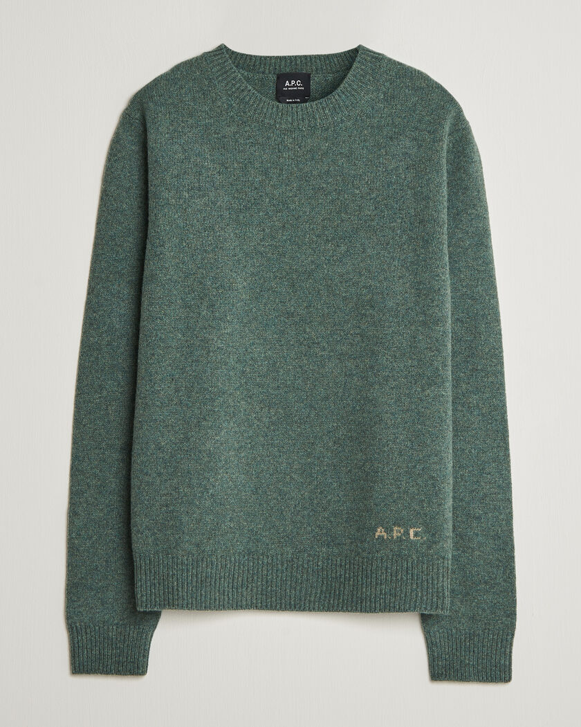 A.P.C. Edmond Wool Knitted Sweater Green Melange – Grøn