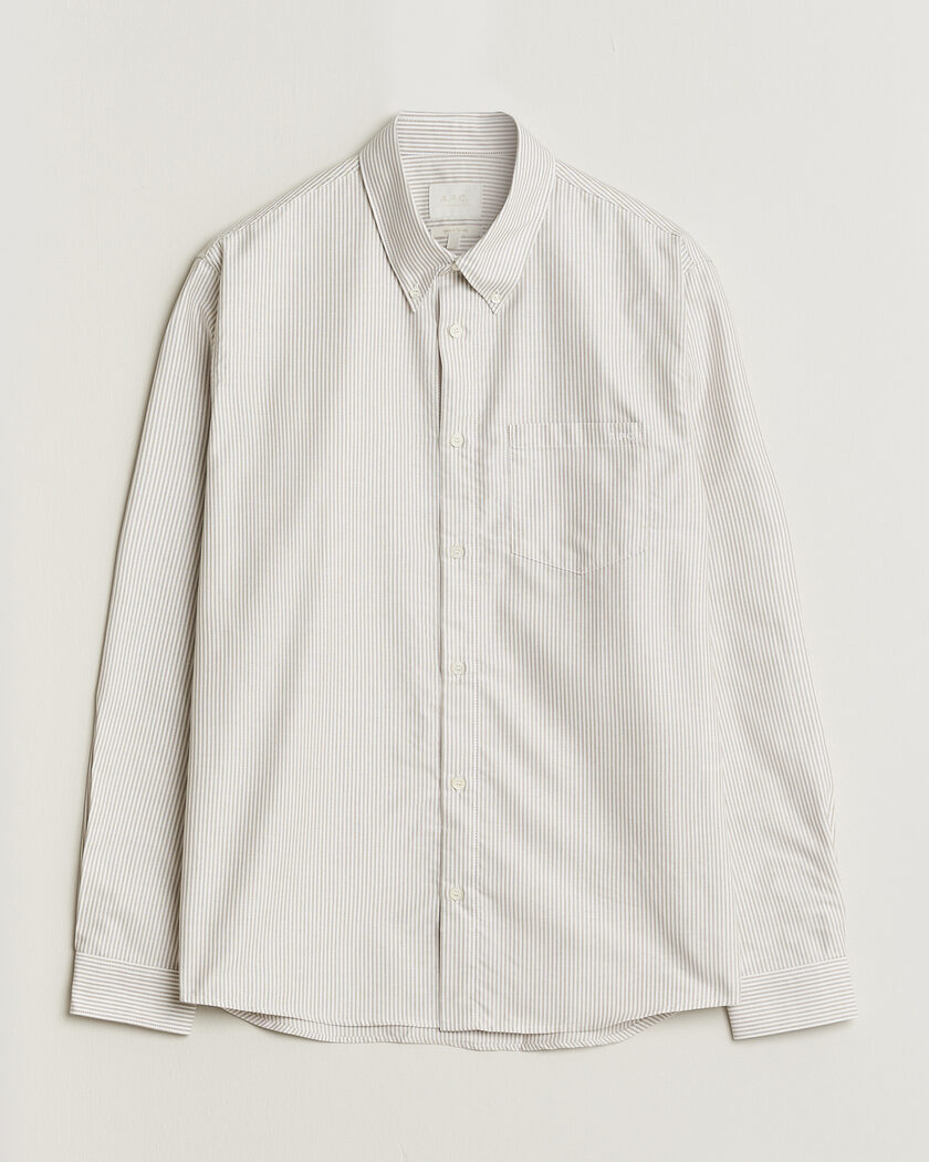 A.P.C. Greg Striped Oxford Shirt Beige/White – Flerfarvet