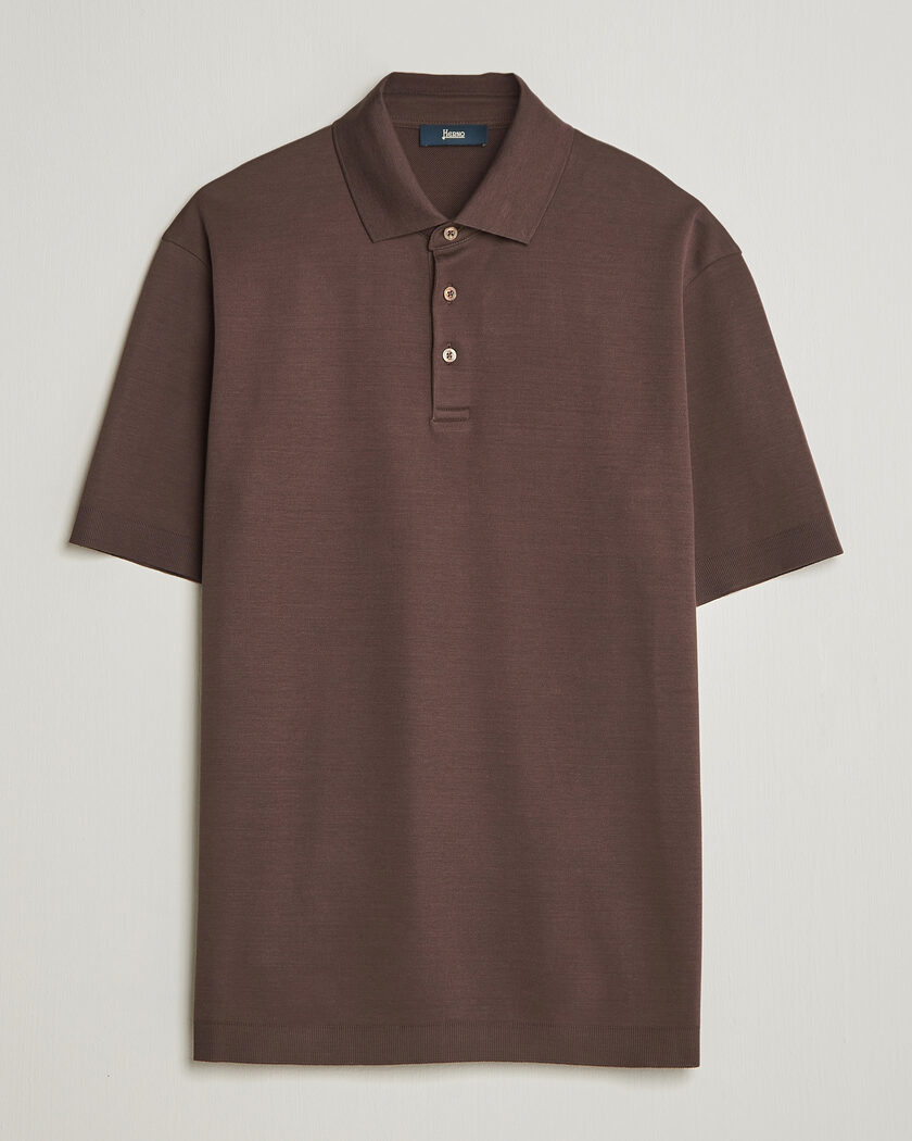 Herno Micro Piquet Polo Brown – Brun