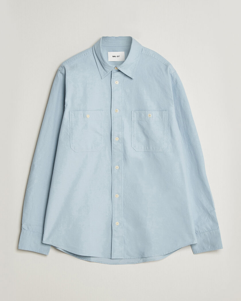 NN07 Colby Twill Overshirt Sky Mist – Blå