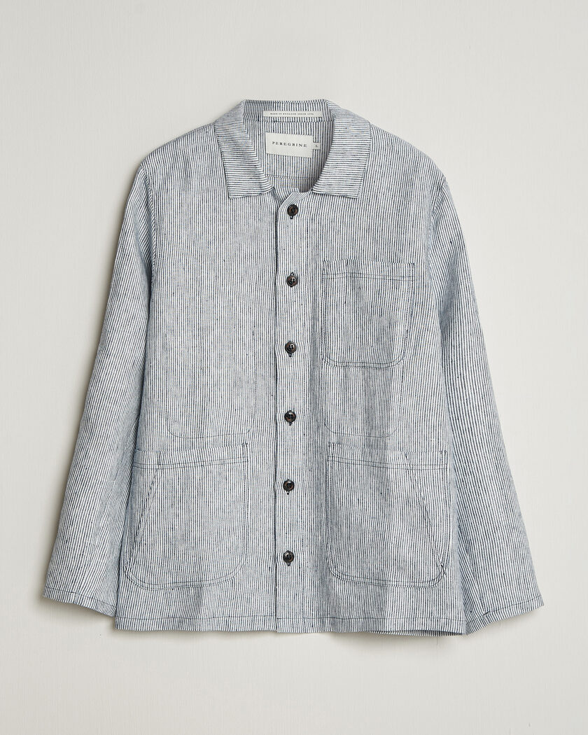 Peregrine Windsor Linen Shacket Navy Stripe – Blå
