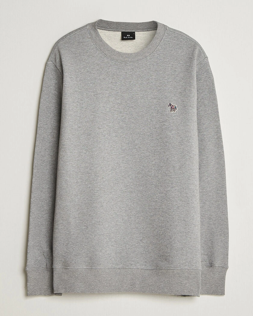 PS Paul Smith Zebra Organic Cotton Sweatshirt Grey Melange – Grå