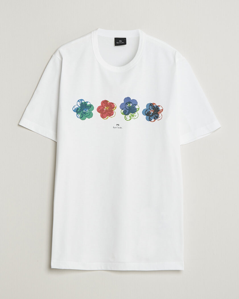 PS Paul Smith Flower Crew Neck T-Shirt White – Hvid