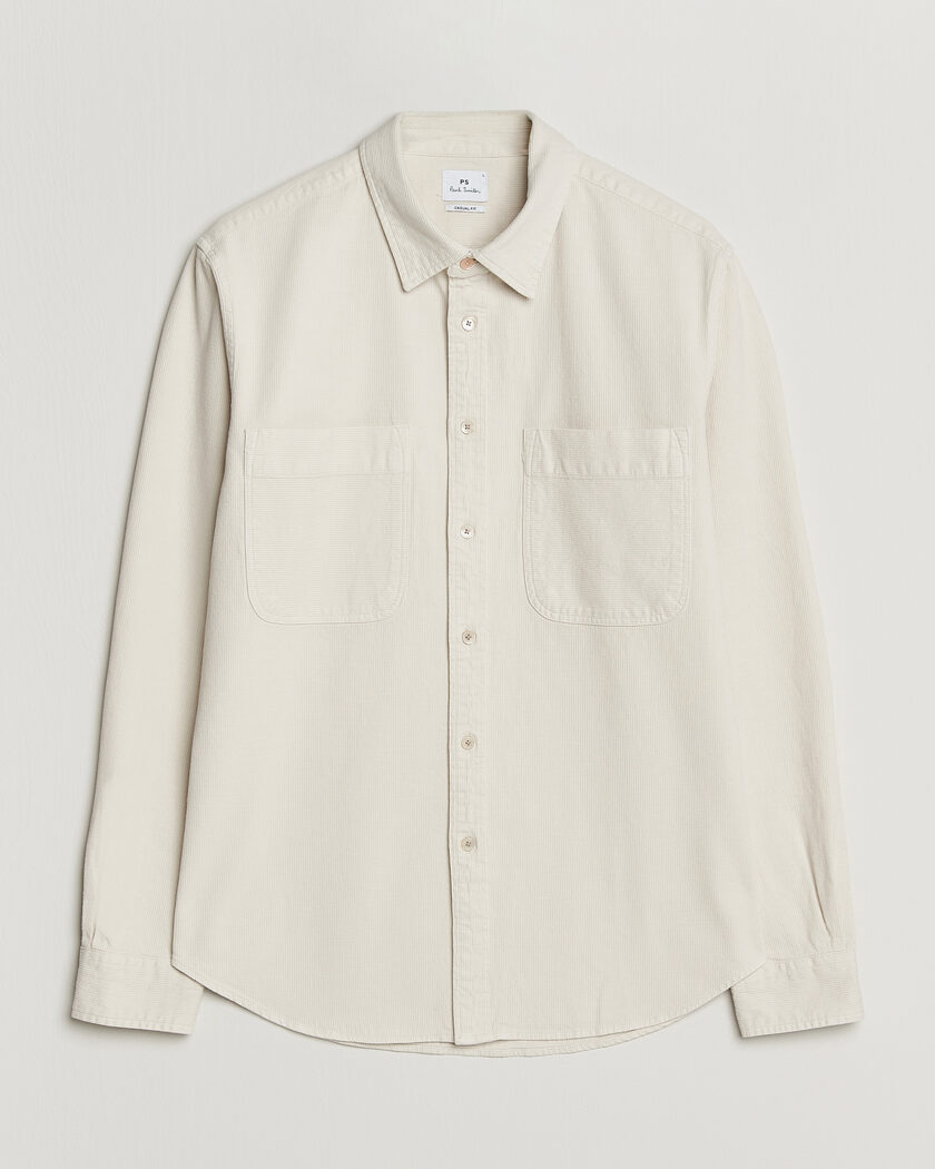 PS Paul Smith Casual Fit Cotton Overshirt Off White – Hvid