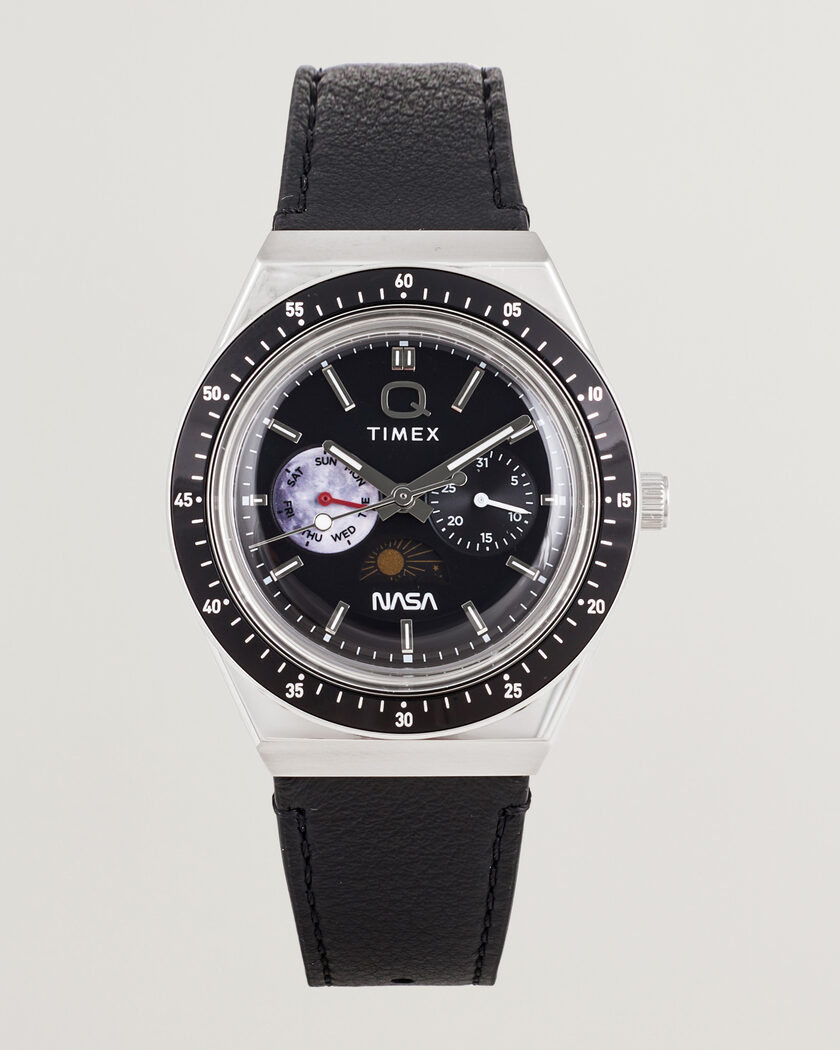 Timex Q x NASA Luminous Leather Strap 40mm Black Dial – Sort