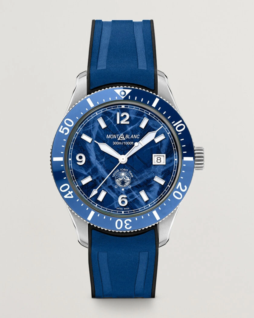Montblanc Iced Sea Automatic Date Rubber Strap Blue – Blå