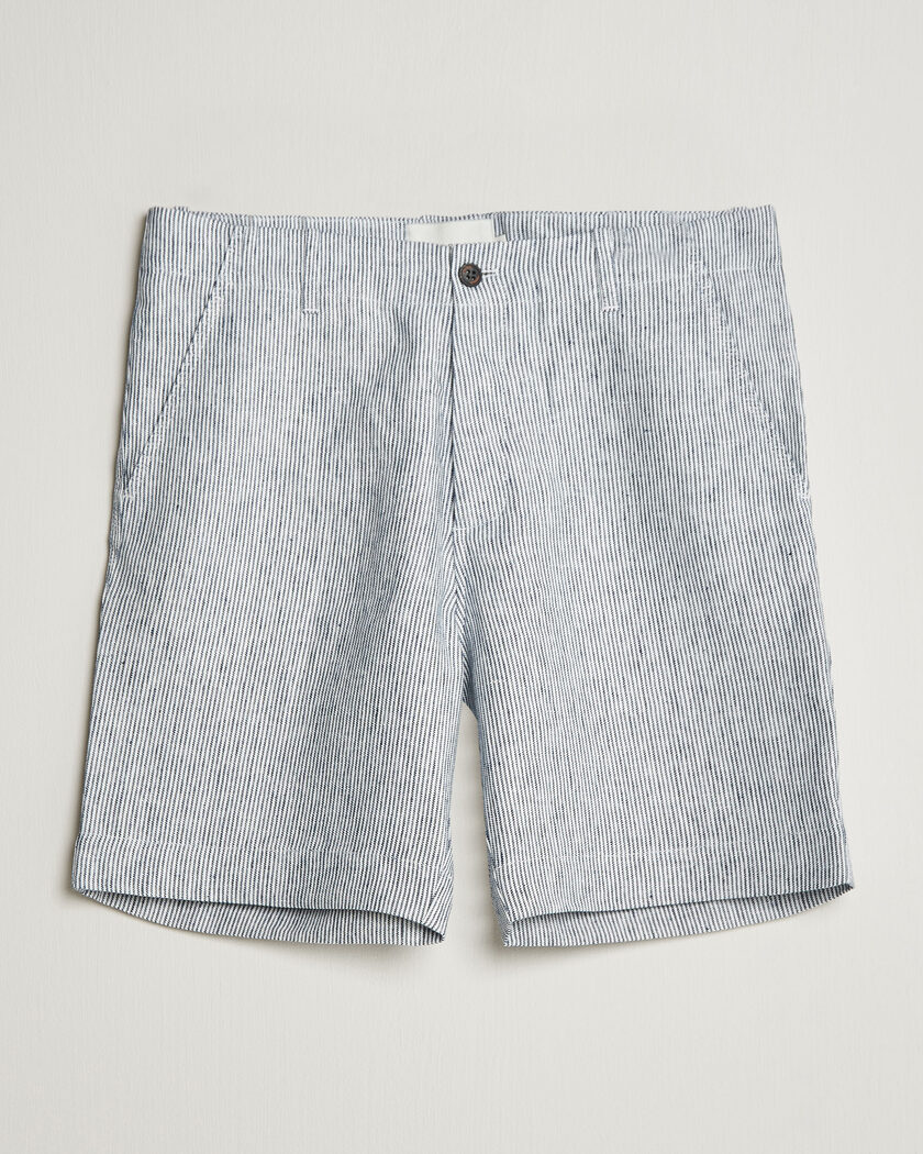 Peregrine Windsor Linen Shorts Navy Stripe – Blå