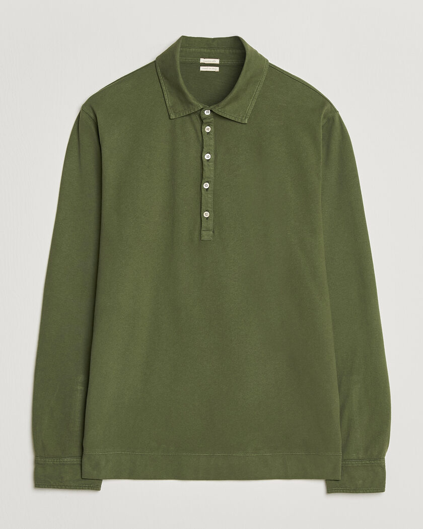 Massimo Alba Raya Long Sleeve Polo Moss Green – Grøn