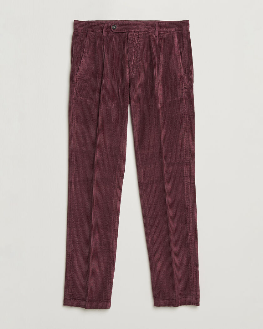 Massimo Alba Ionio Pleated Corduroy Pants Rose Brown – Rød