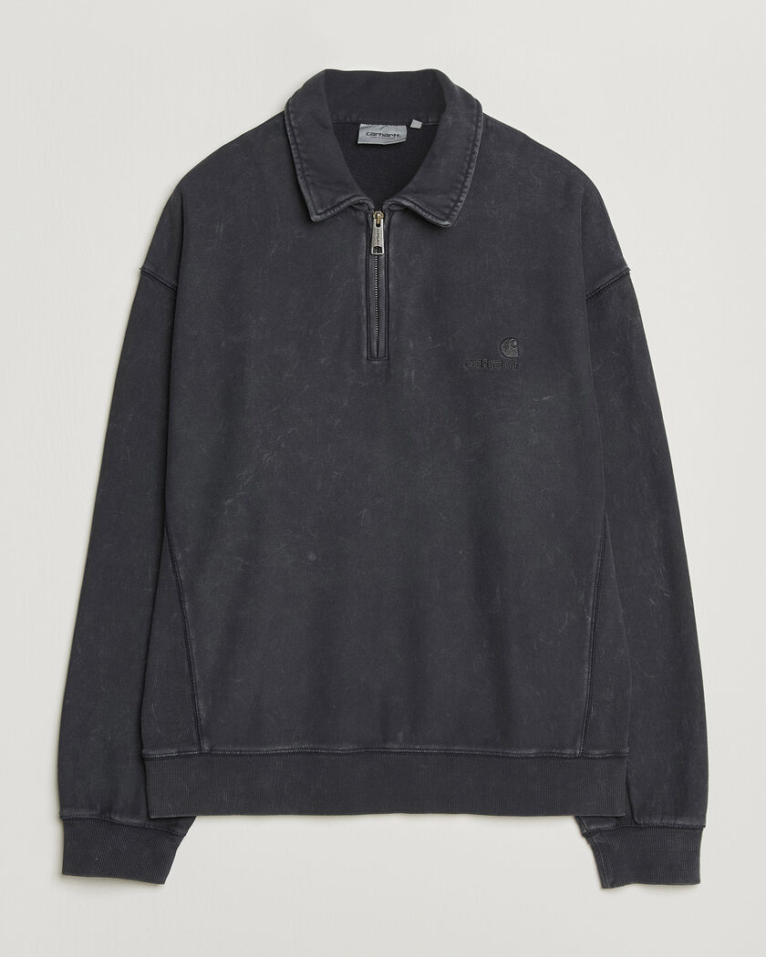 Carhartt WIP Lambert Washed Polo Sweatshirt Black Moon Wash – Grå
