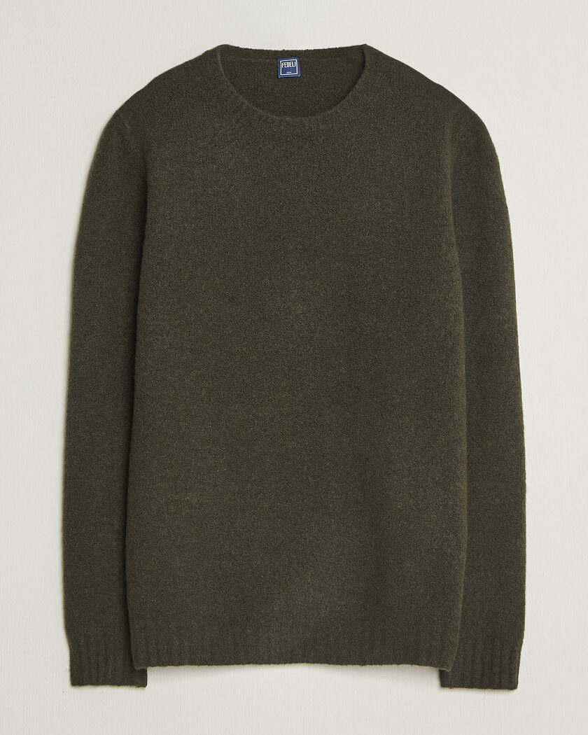Fedeli Cashmere Blend Boucle Sweater Forest Green – Grøn