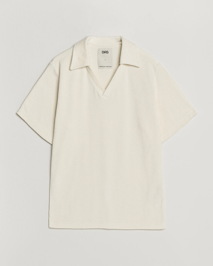 OAS Serif Regular Fit Terry Open Collar Polo Ecru – Hvid