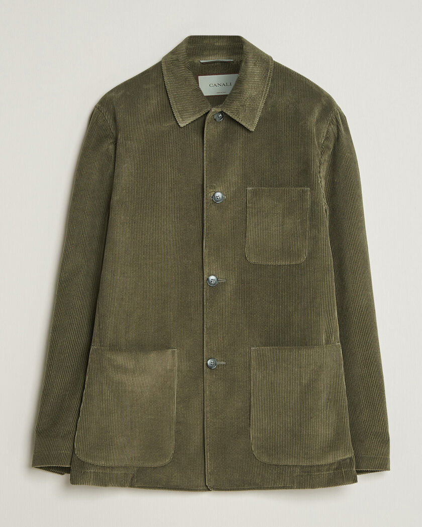 Canali Corduroy Chore Jacket Olive – Grøn