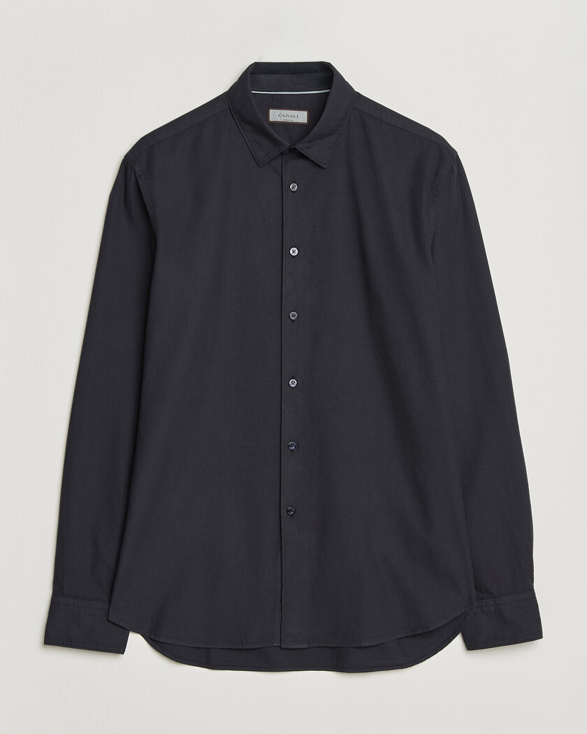 Canali Garment Dyed Cotton Shirt Navy – Blå