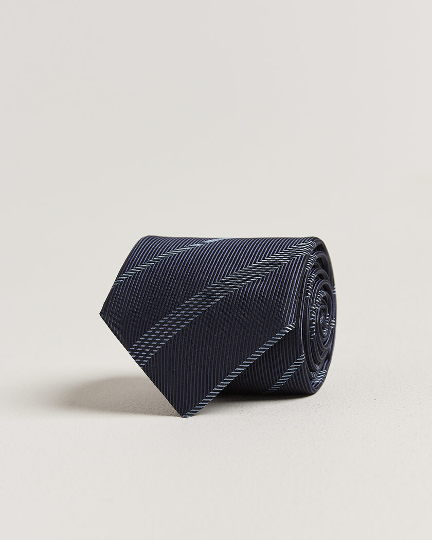 Canali Regimental Stripe Silk Tie Navy – Blå