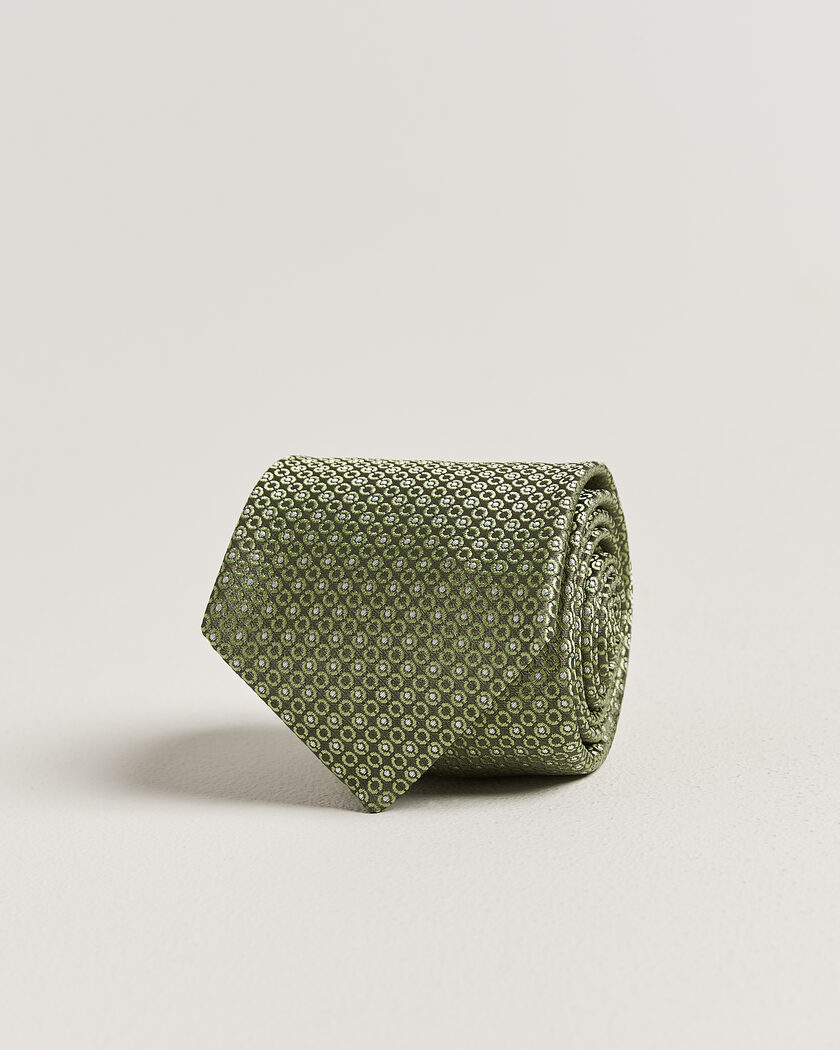 Canali Jacquard Silk Tie Grass Green – Grøn
