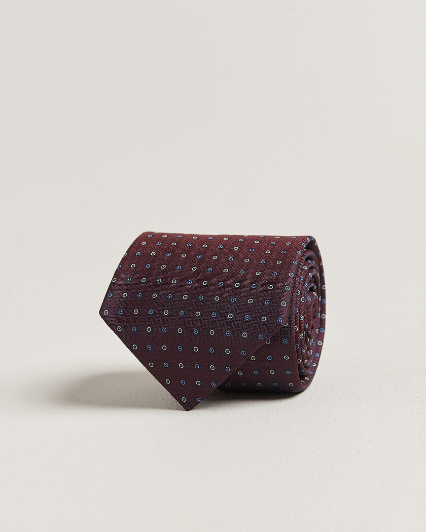 Canali Jacquard Silk Tie Burgundy – Rød