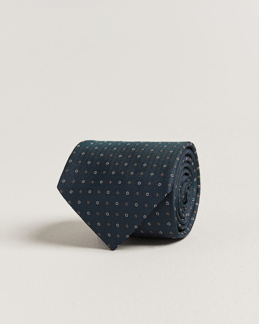  Canali Jacquard Silk Tie Dark Green – Grøn