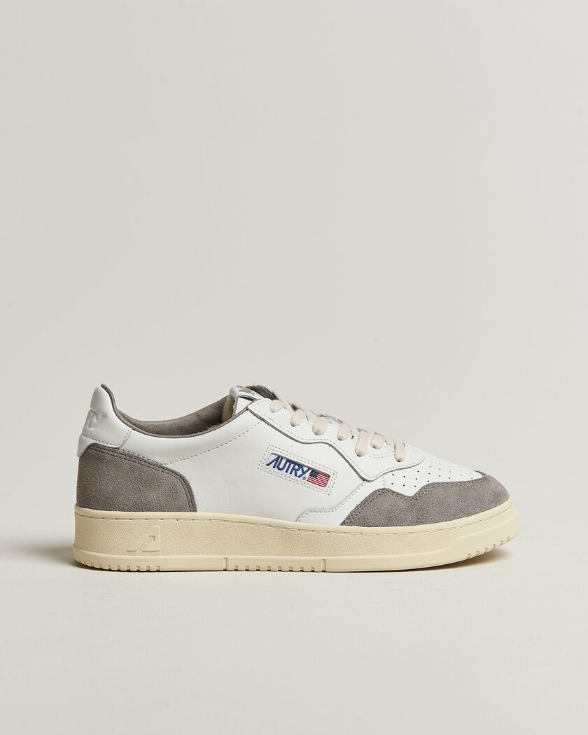 Autry Medalist Low Soft Leather/Suede Sneaker White/Cemento – Hvid