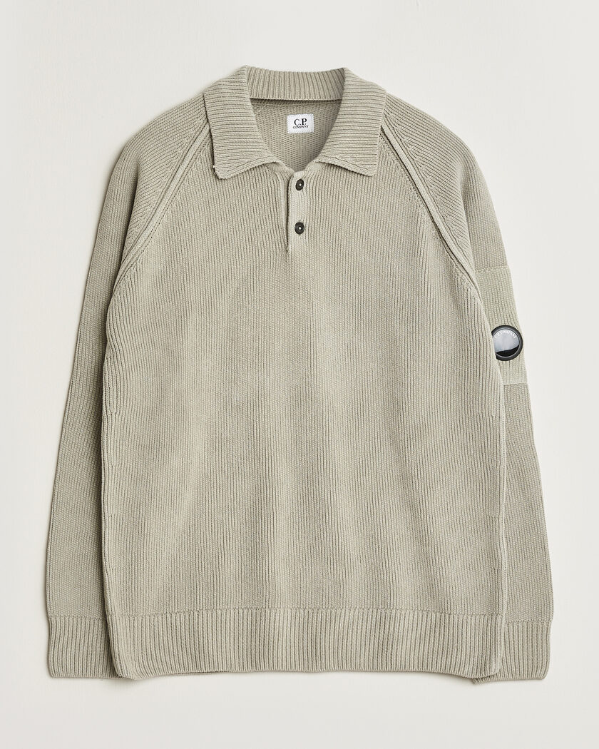 C.P. Company Cotton Chenille Polo Collar Light Grey – Grå