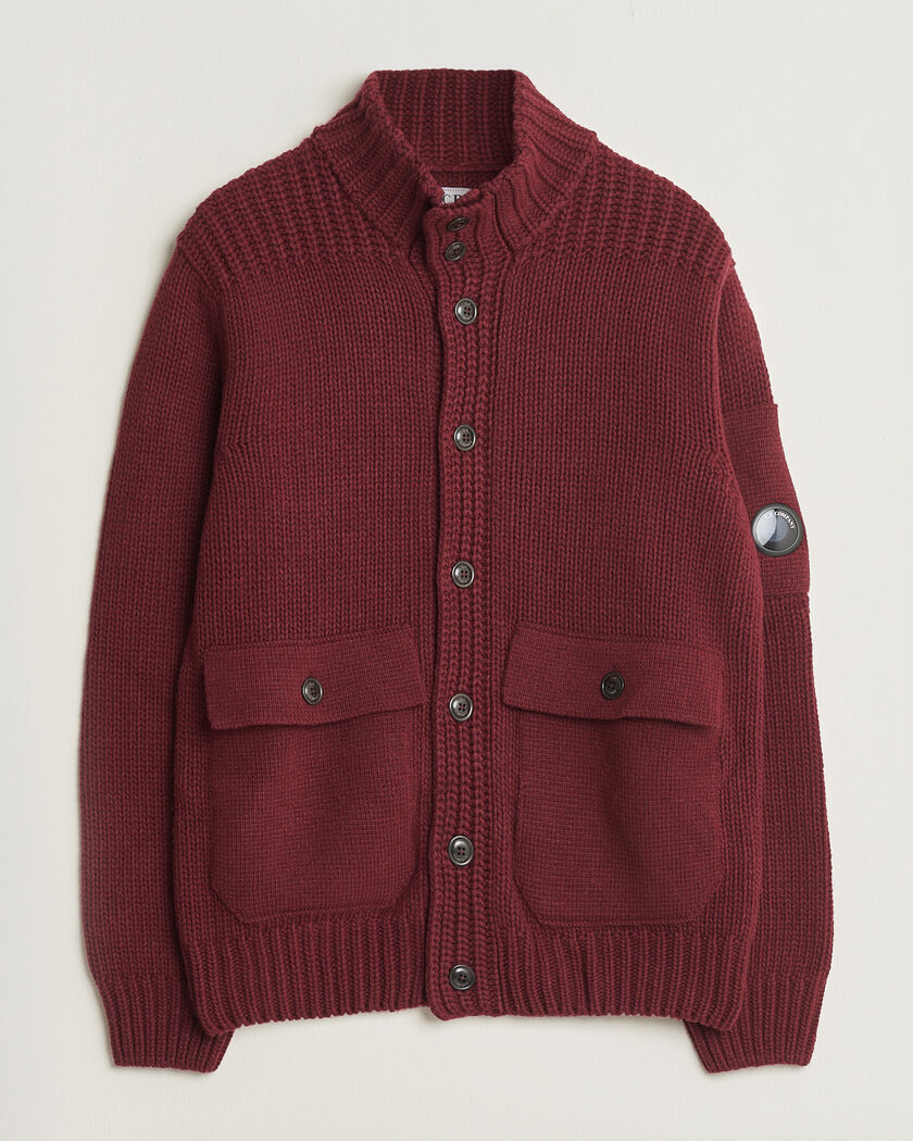 C.P. Company Heavy Lambswool Cardigan Burgundy – Rød