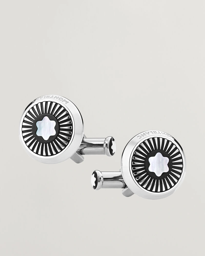 Montblanc Ray Pattern Mother-of-Pearl Snowcap Cufflinks – Sølv