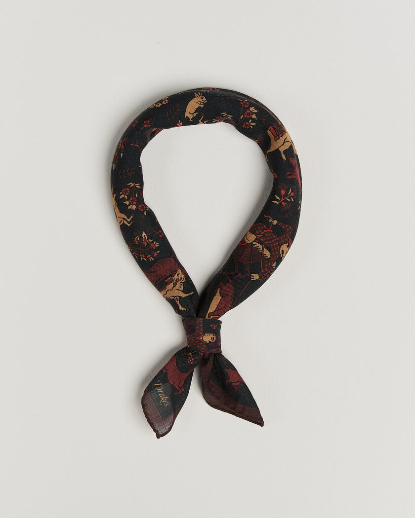 Drake's Moghul Wool/Silk Bandana Green – Grøn