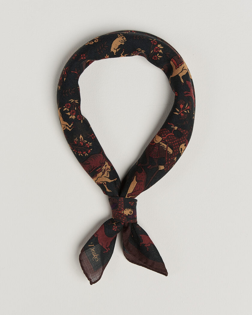 Drake's Moghul Wool/Silk Bandana Green – Grøn