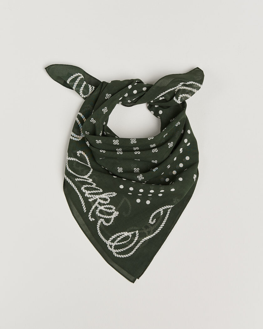Drake's Rope Border Cotton Bandana Green – Grøn