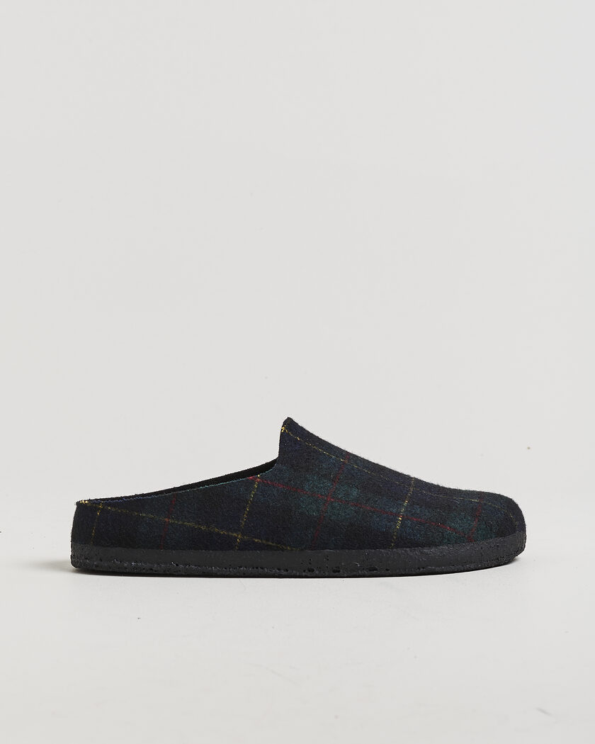 BIRKENSTOCK Amsterdam Wrapped Dip Shearling Green Navy Plaid – Flerfarvet