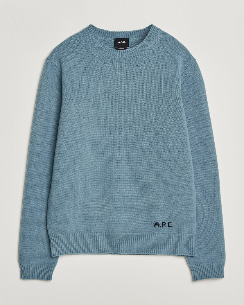 A.P.C. Edmond Wool Knitted Sweater Light Blue Melange – Blå
