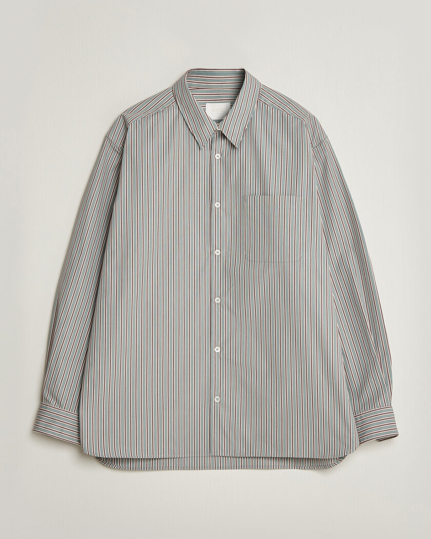A.P.C. Malo Cotton Striped Shirt Almond Green – Grøn